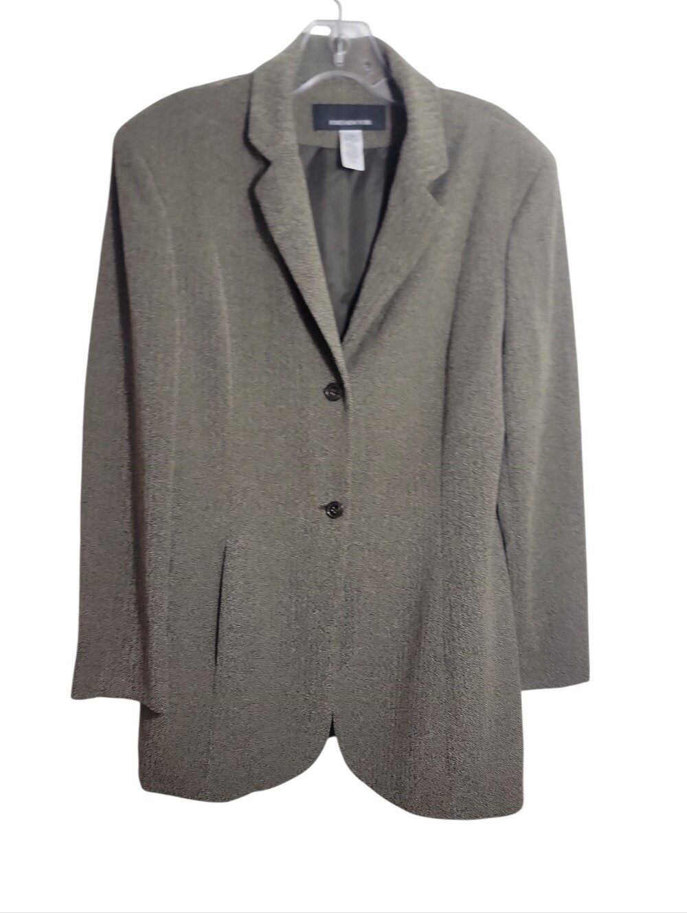 Jones New York women's herringbone texture two button blazer size 12 tan heather